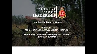 CAL Speaker Series - British Army Leadership: Developing our Leaders, Today and Tomorrow