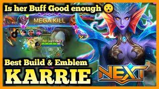 BUFFED KARRIE BEST BUILD 2020, KARRIE MOBILE LEGENDS, HYPER CARRY GAMEPLAY, SEASON 18, 2020, MLBB