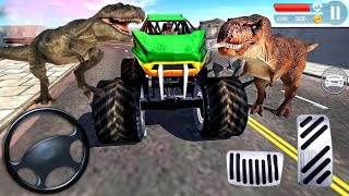 Monster Truck and Tank VS Dinosaur Indian Bike Driving Simulator 3D Android GamePlay