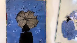 Walking in the rain painting | acrylic painting for beginners | easy paint