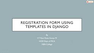 Creating a Registration Form Using Static Templates In Django