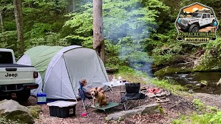 Creekside Camping with Jeep Gladiator & Dog 🐶