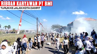 RIBUAN KARYAWAN PT BMI DAMPIT KERJA BAKTI I DALAM RANGKA HUT KE-35 PT BMI & HUT KEMERDEKAAN RI KE-79