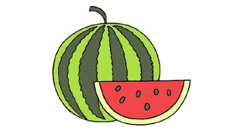 How to Draw Watermelon | Drawing Summer Fruit Watermelon | Easy Drawing for Kids