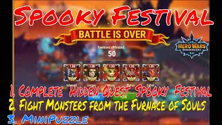 Complete Spooky Festival 2023 Mini Game  fight monsters from the Furnace of Souls, and Puzzle