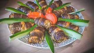 Закуска из бекона с фаршем и грибами в духовке