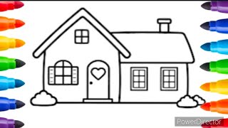 HOW TO DRAW A HOUSE EASY || Drawing and coloring for Kids and Toddlers ||