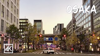 紅葉の御堂筋を散歩｜Walking along Midosuji Avenue in the autumn leaves 4K HDR