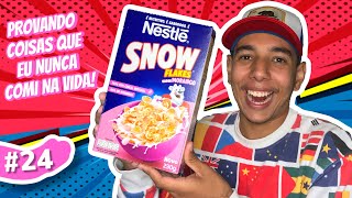 PROVANDO CEREAL SNOW FLAKES DE MORANGO - COISAS QUE EU NUNCA COMI NA VIDA #24