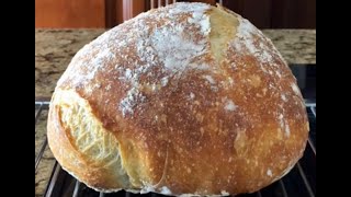 No Knead Crusty White Bread - Mary'sKitchenMtl