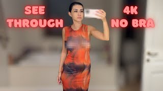 [4K] Sheer Lingerie Try-On Haul | Up-Close Details | No Bra Dress