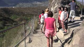 Walking down from top of Diamond Head, Honolulu, Hawaii