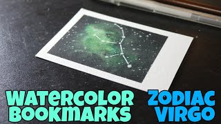 Watercolor Bookmark | Galaxy | Zodiac | Virgo | Polaroid Painting