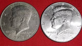 Doubled die reverse and obverse error coin of half dollar of 1992 of United States of America