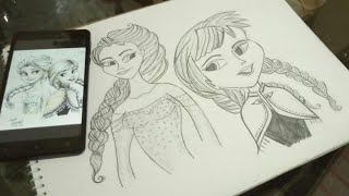 FROZEN SISTER`S✍️Anna - Elsa  Pencil Sketch