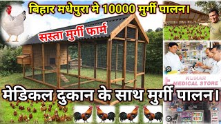 बिहार मधेपुरा मे 10000 देसी मुर्गी पालन। Poultry Farming in Madhepura Bihar. Low coast Poultry farm.