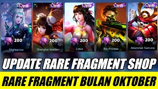 BOCORAN UPDATE RARE SKIN FRAGMENT SHOP BULAN OKTOBER 2023 - MOBILE LEGENDS