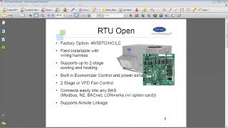 Carrier RTU OPEN Controls - Webinar 5/13/13