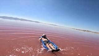 Swimming in Pink Salt Lake Utah