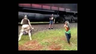 HD #23  Close call Mother of the year lets her kids sit on train tracks