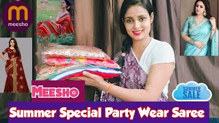 #vlog41 Meesho Affordable Party Wear Saree haul 🩷 Meesho trending saree haul💞 meesho party wear.