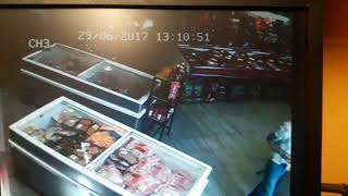 A man caught on camera stealing meat at butchery