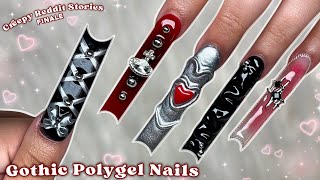 CREEPY REDDIT STORIES & NAILS PART 4❤️ GOTHIC POLYGEL NAILS, AURA NAIL ART, 3D NAILS | Nail Tutorial