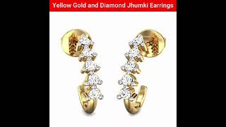 Kalyan Jewellers 14k (585) Yellow Gold and Diamond Jhumki Earrings for Women #shorts #nsoni