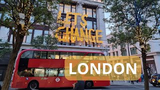 مرکز شهر لندن در شب تعطیل Walking around city of London Kingly St to Oxford St