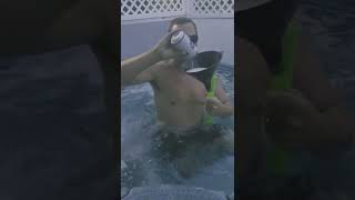 Underwater beer bong! (almost drowned!) #shorts #beer #hottubtime #beerbongs #drowning