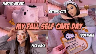 SPEND A FALL SELF CARE DAY WITH ME | my fall pamper routine 🍂 (skincare, self care, & makeup)