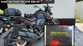 Schorl Air Filter for Apache RTR 200 4v | Initial Impressions | Air Filter Upgrade | Performance Mod