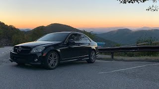 LOUD Mercedes C300 Driving Hard On Mountain Roads