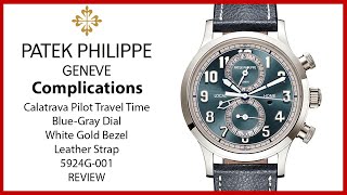 ▶ Patek Philippe Complications Calatrava Travel Time White Gold Blue-Gray Dial 5924G-001 - REVIEW