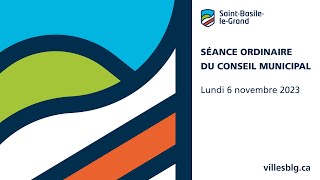 Séance ordinaire du conseil municipal - 6 novembre 2023