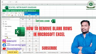 Delete Blank Rows | microsoft excel |  #excelwithbapisardar #bapisardar #exceltips #microsoftexcel