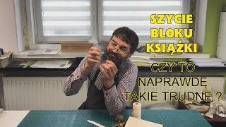 Szycie bloku książki, jedna z najprostszych metod, na krzyżyk