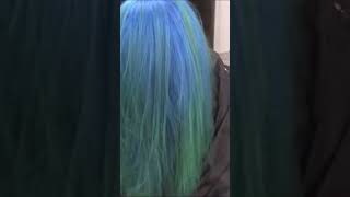 Awesome blue in to green. #blue #green #hair #color