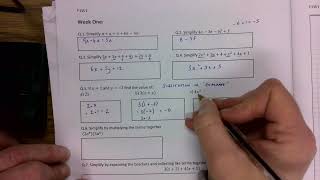 F2 OL Algebra Booklet Solutions Week One