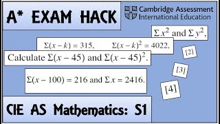 Exam Hack | CIE AS Maths | S1 | Mean and Variance Question