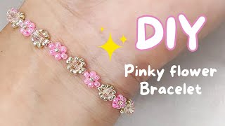 Pinky flower bracelet | how to make an easy bracelet at home | handmade bracelet | beaded bracelet