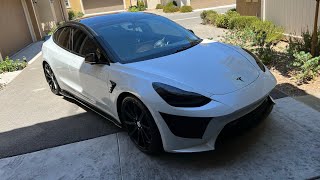 My 2021Tesla Model 3 on how I built My dream ride? sideskirt, front lip, rims, suspension & spoiler.