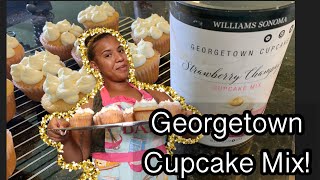 Making GEORGETOWN cupcakes using their at home mix! | Strawberry Champagne Cupcakes