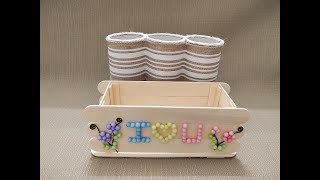 DIY lovely Pen Holder/ Easy way to make Pen Holder from Wooden craft stick