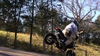 Honda Grom Long Stoppie Down hill 300-400 foot stoppies