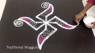 Beautiful double stroke rangoli #traditionalmuggulu #beautifulmuggulu Muggulu.#margazhikolam #kolam