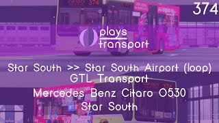 Route Visual | ROBLOX | GTL Transport | Service 374 | Star South - Star South Airport (loop)