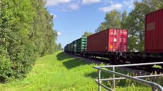 ТЭП70С-237 + TЭМ8-196 с грузовым поездом в Тарту/ TEP70S-237 + TEM18-196 with freight train in Tartu