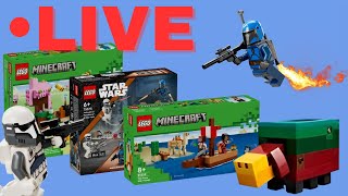 🔴LIVE Building *NEW* Lego Star Wars and Minecraft sets!