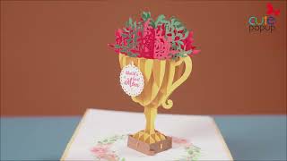 CUTE POPUP - World Best Mom Trophy Card, Mother's Day Pop Up Card